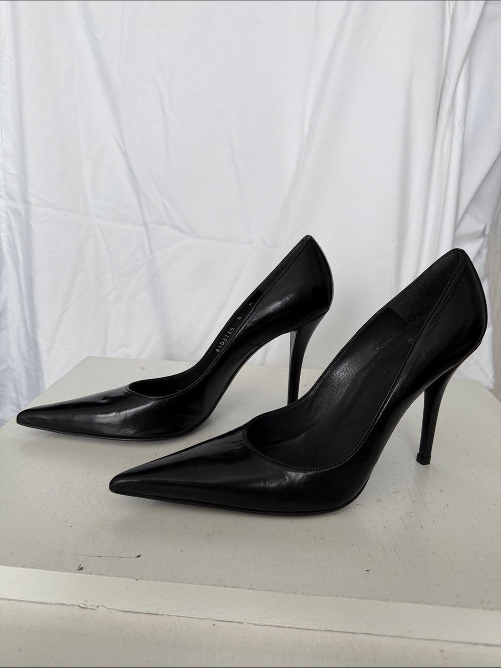 Stuart Weitzman Black Pointed-Toe Stiletto Pumps